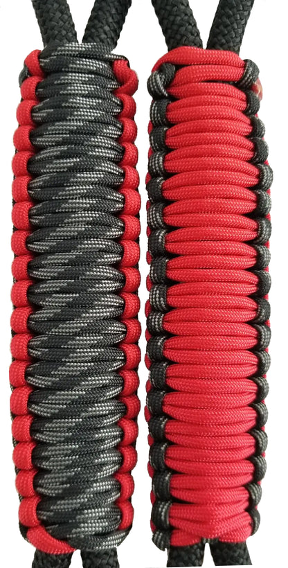 Red & Touch of Gray -C04C070 - Paracord Handmade Handles for Stainless Steel Tumblers - Made in USA!