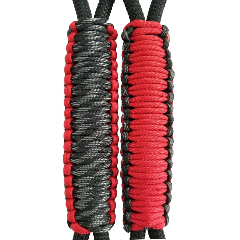 Red & Touch of Gray -C04C070 - Paracord Handmade Handles for Stainless Steel Tumblers - Made in USA!