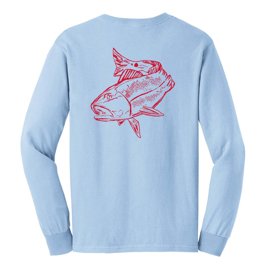 Redfish cotton long sleeve shirt in light blue