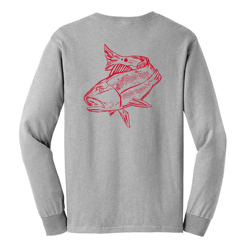 Redfish cotton long sleeve shirt in light gray