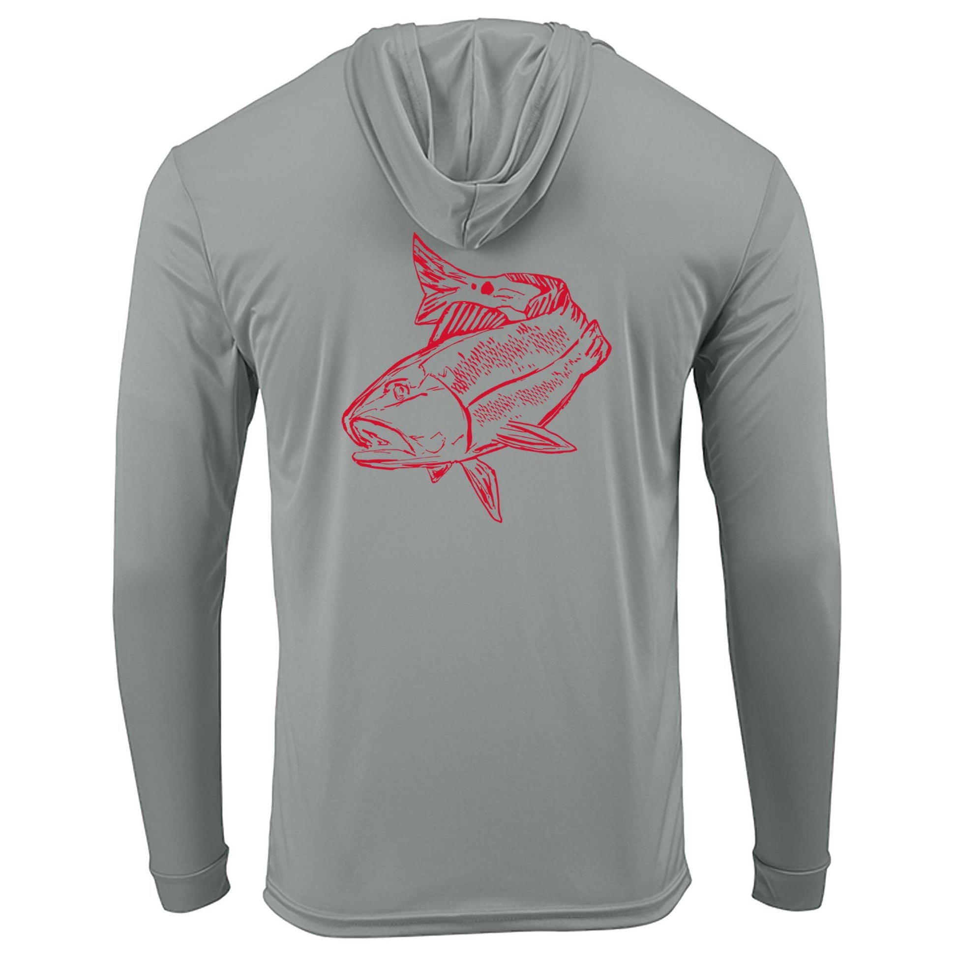 Medium gray Redfish dri-fit 50+ sun protection long sleeve hoodie