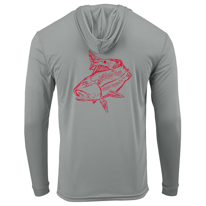 Medium gray Redfish dri-fit 50+ sun protection long sleeve hoodie