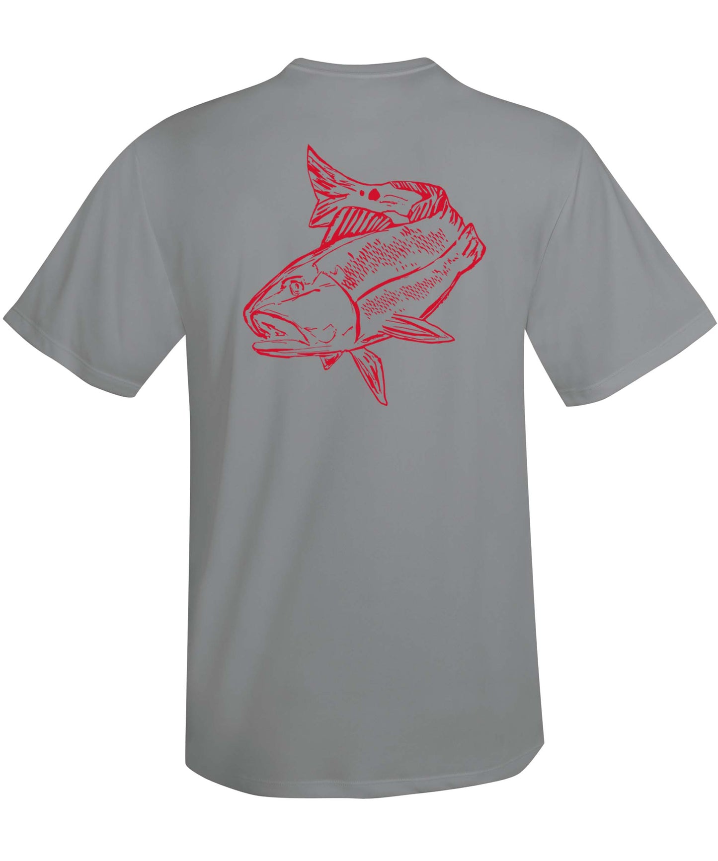 Redfish Performance Dry-Fit Fishing shirts with Sun Protection - Gray Short Sleeve