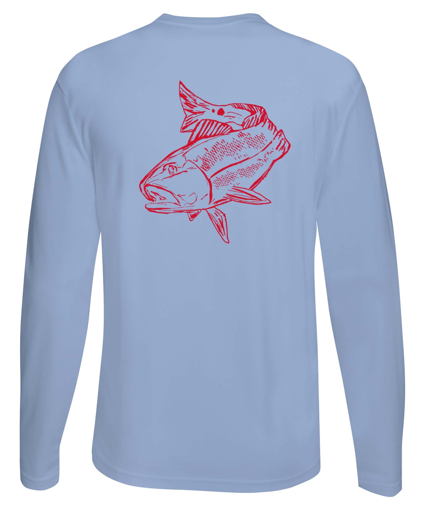 Redfish Performance Dry-Fit Fishing shirts with Sun Protection - Lt. Blue Long Sleeve