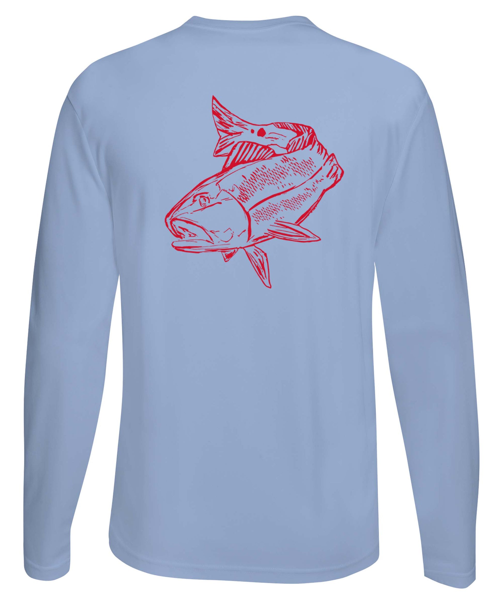 New Redfish Design! Performance Shirts, Hoodies, Digital Camo, 50+Upf L / Lt. Blue L/S - unisex