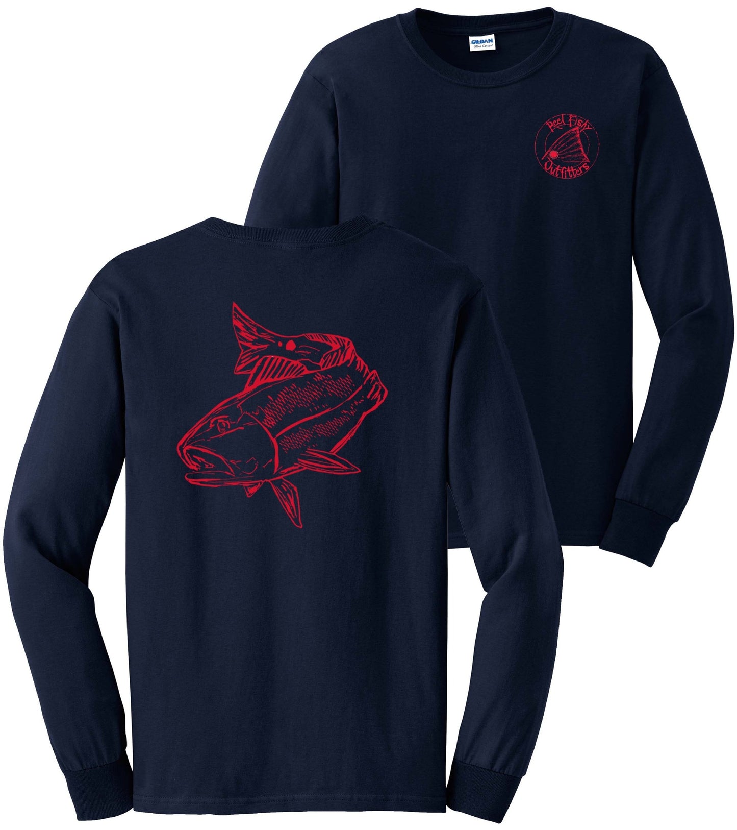Redfish Cotton Navy Long Sleeve Shirt