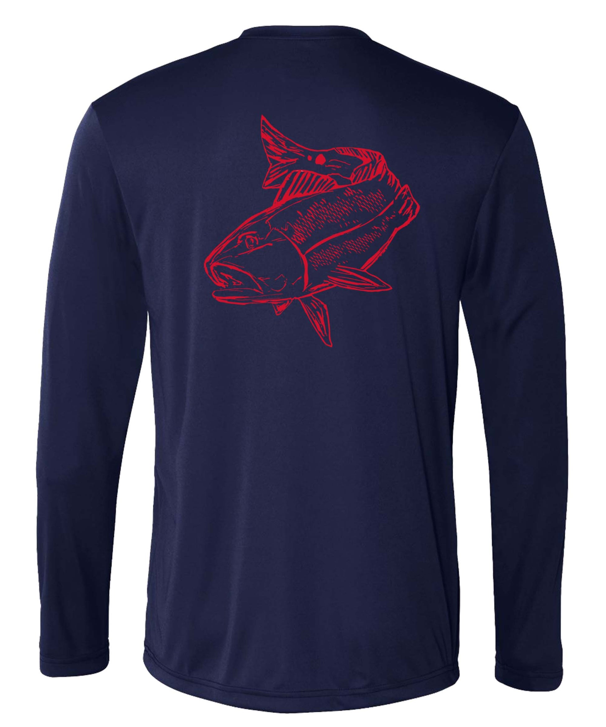 Redfish Performance Dry-Fit Fishing shirts with Sun Protection - Navy Long Sleeve