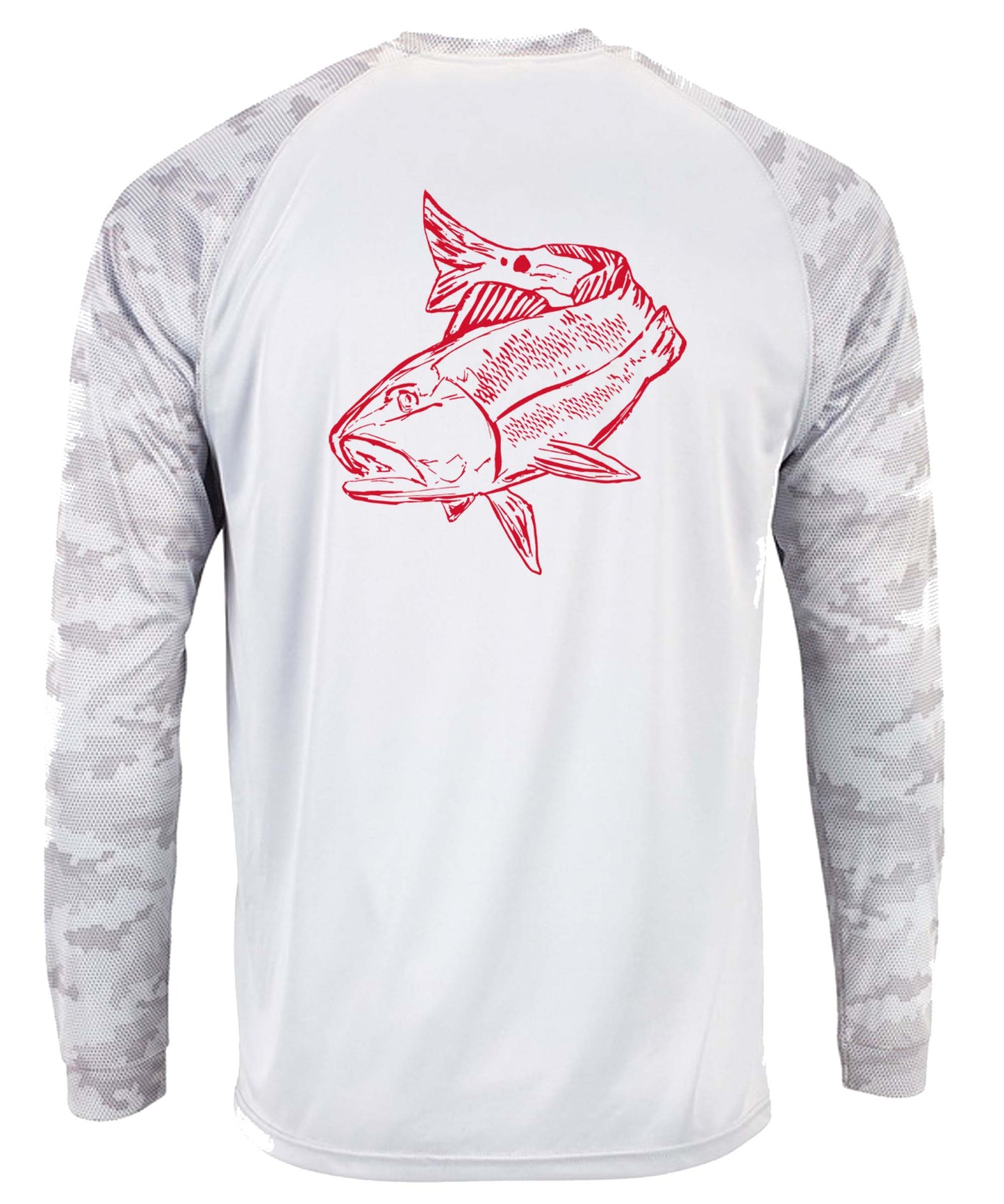 Redfish Performance Dry-Fit Fishing shirts with Sun Protection - White Digital Camo Long Sleeve
