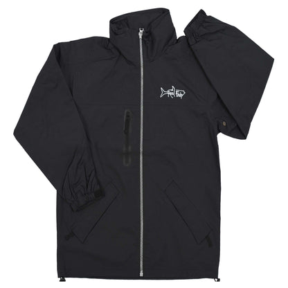 Black Rain Jacket with Reel Fishy Tarpon embroidery