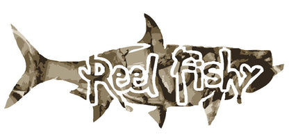 Reel Fishy Tarpon Fishing Vinyl Decal in Brown Camo