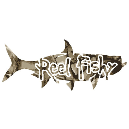 Reel Fishy Tarpon Fishing Vinyl Decal in Brown Camo