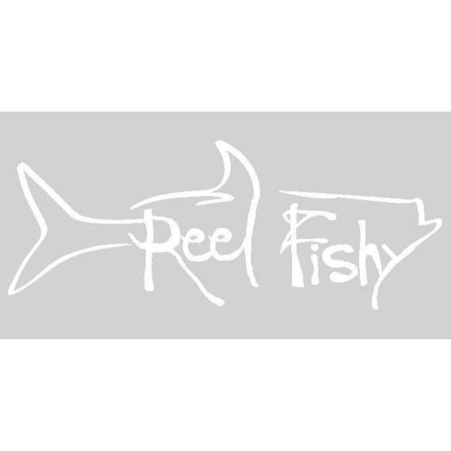 Reel Fishy Tarpon Fishing Vinyl Decal in White 9in