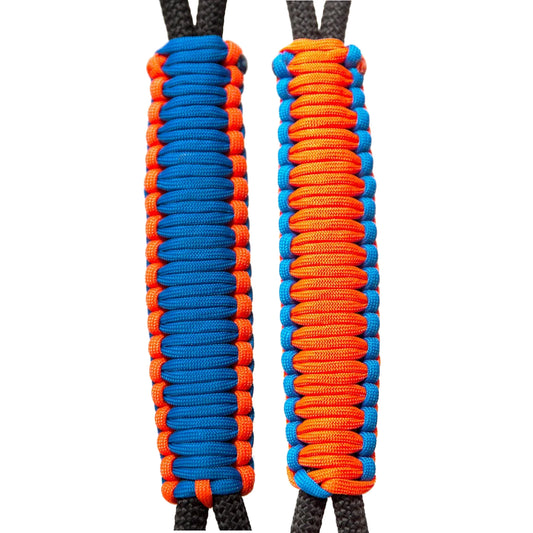 C001C012 - Neon Orange/Royal Blue Handle - Paracord Handmade Handles for Stainless Steel Tumblers - Made in USA!