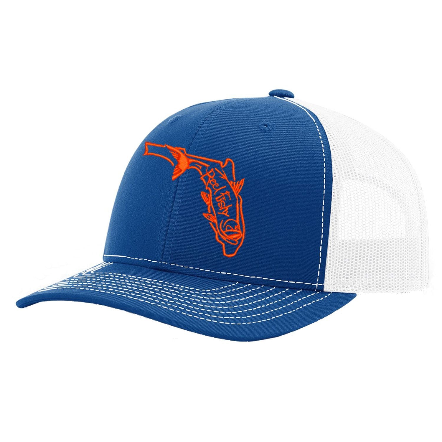 State of Florida Tarpon Trucker Hat in Royal and White mesh by Reel Fishy.
