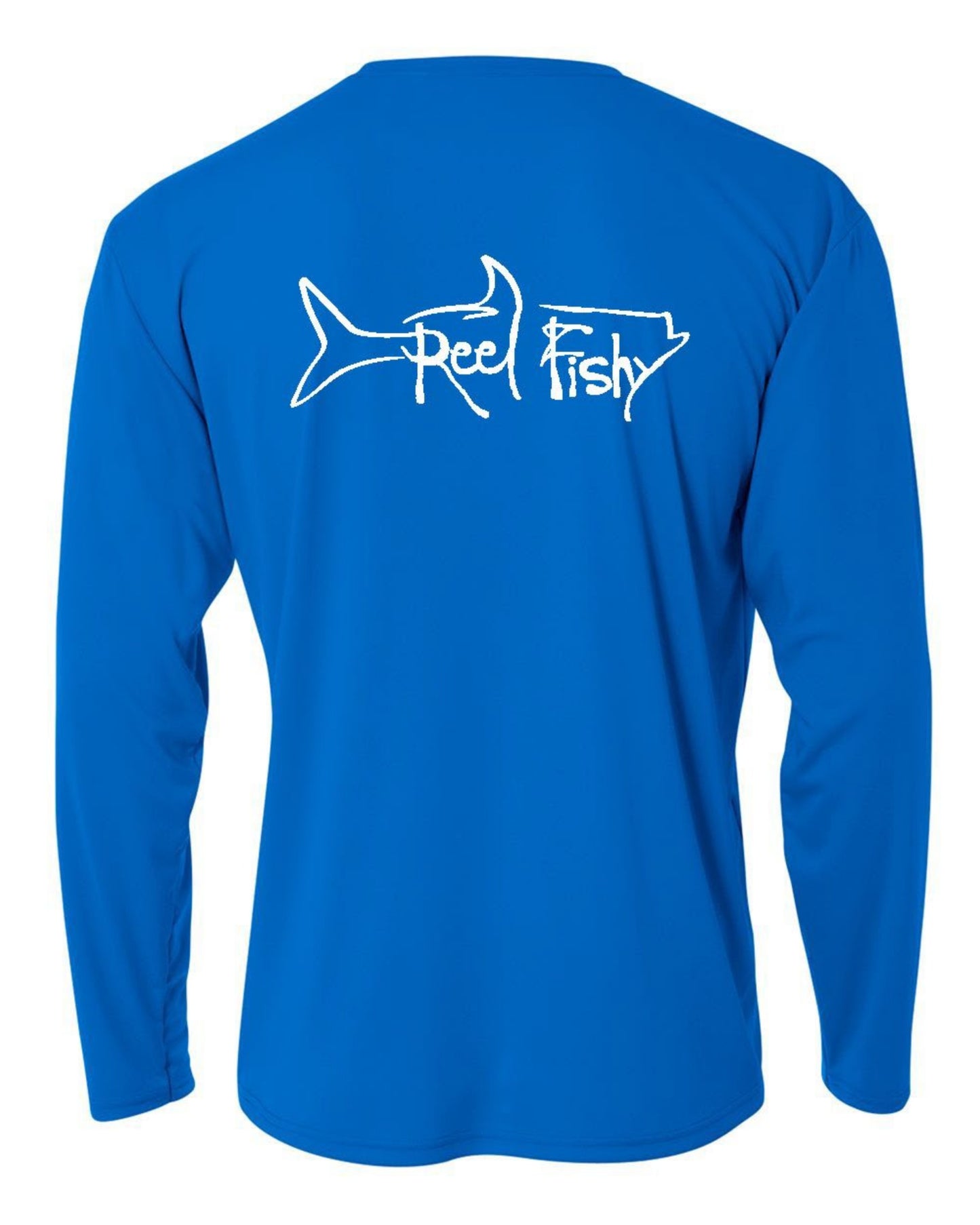 Youth Performance Dry-Fit Tarpon Fishing Shirts with Sun Protection by Reel Fishy Apparel - Long Sleeve Royal