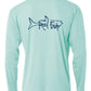 Performance Dry-Fit Tarpon Fishing long sleeve shirts with Sun Protection - Seagrass - Reel Fishy Tarpon logo in Navy