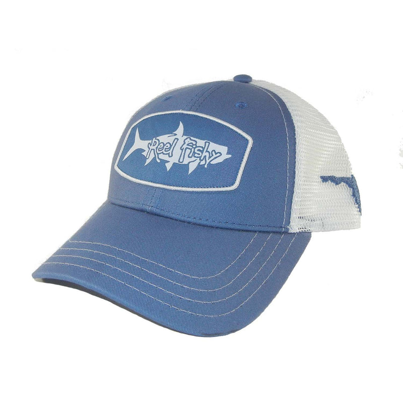 Slate/White Mesh Trucker Hat with Slate Tarpon Patch