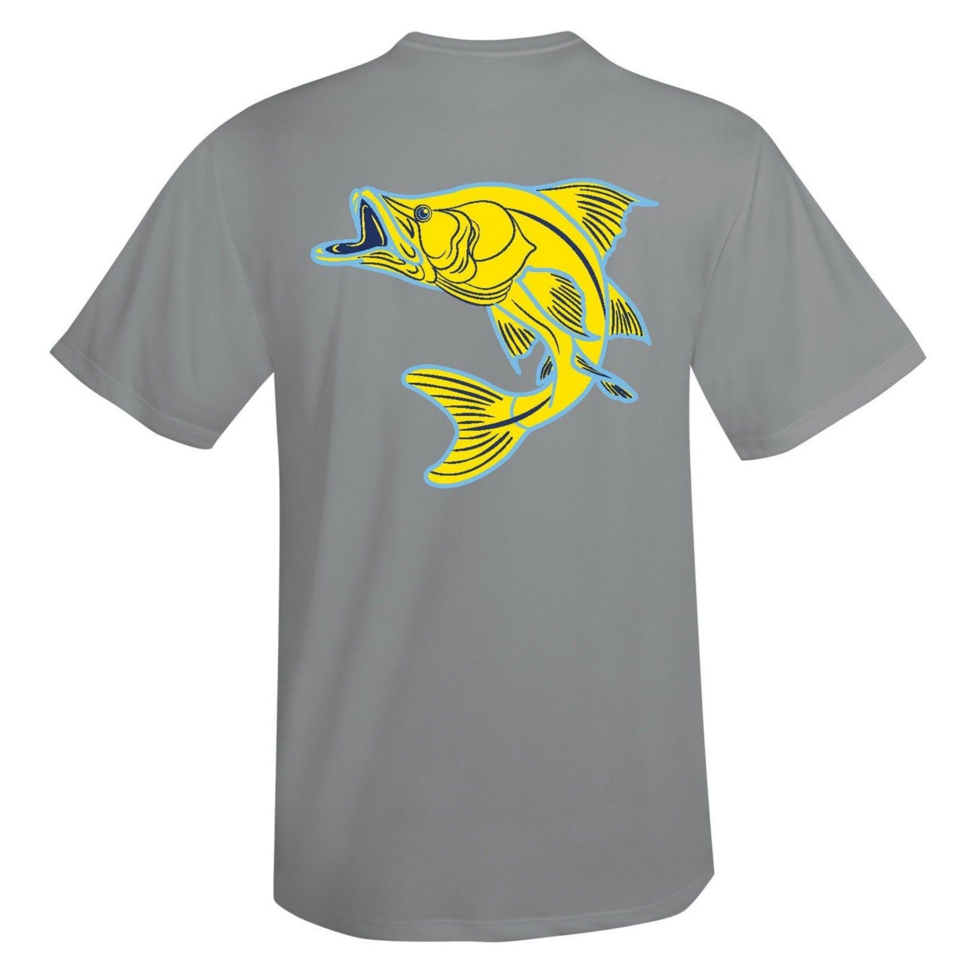 Unisex gray short sleeve performance sun shirt with Snook design