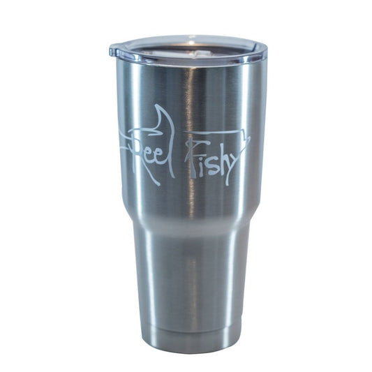 Stainless Steel 22oz Tumbler Reel Fishy White Decal