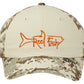 Tan Digital Camo Unstructured Dad Hat with Orange Reel Fishy Tarpon Logo