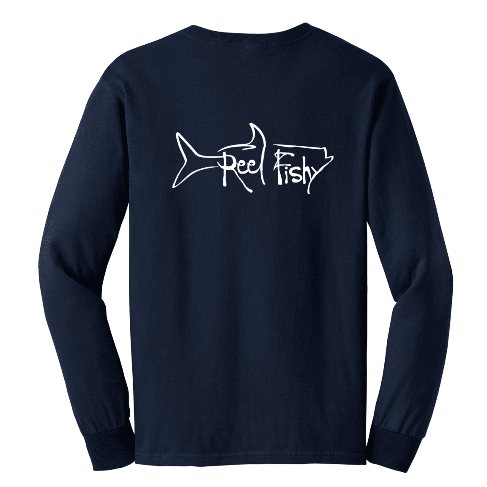 Tarpon Reel Fishy cotton long sleeve shirt in navy