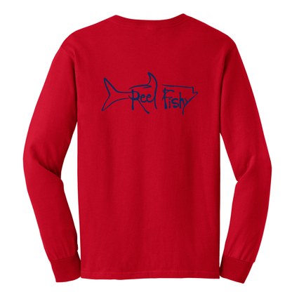 Tarpon Reel Fishy cotton long sleeve shirt in red