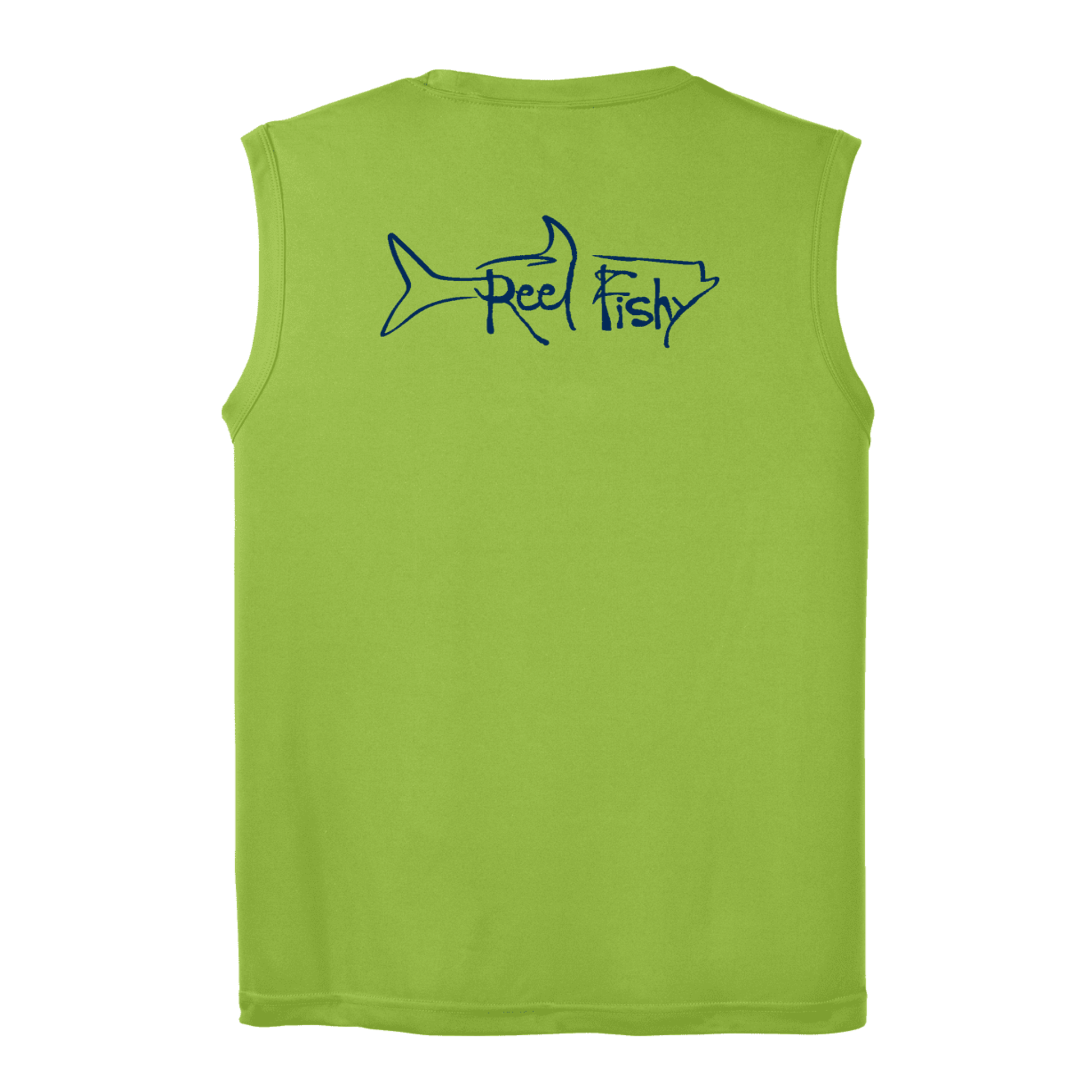 Lime Green Performance Reel Fishy Tarpon Sleeveless Shirt