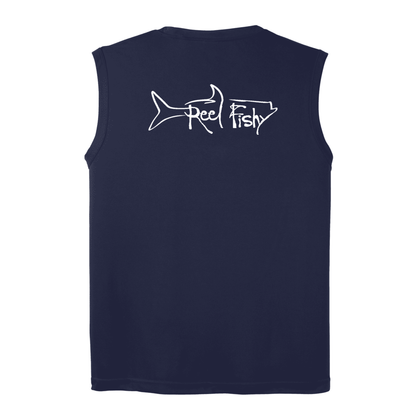 Navy Performance Reel Fishy Tarpon Sleeveless Shirt