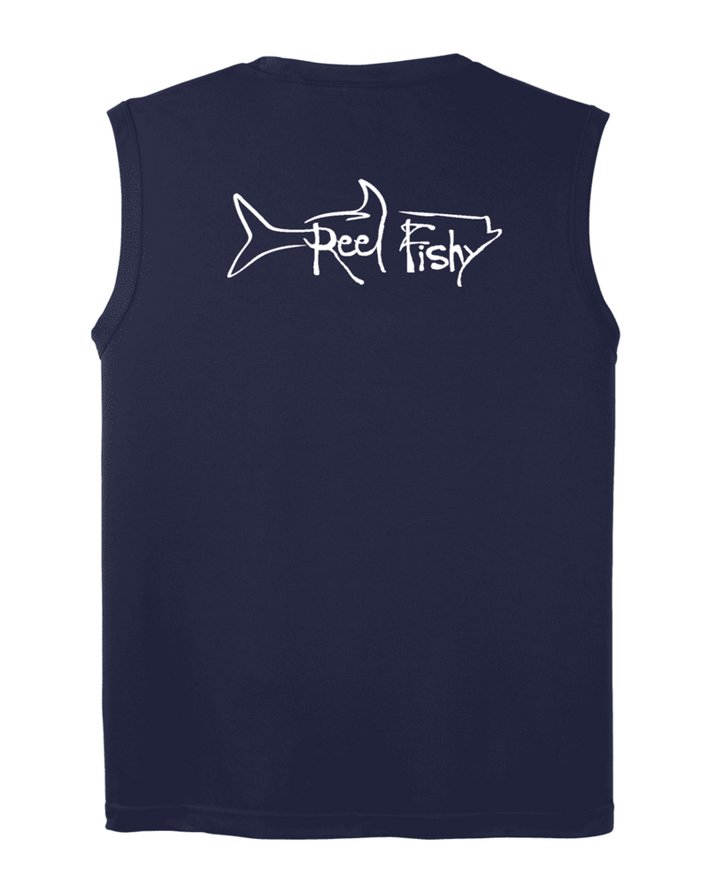 Navy Performance Reel Fishy Tarpon Sleeveless Shirt