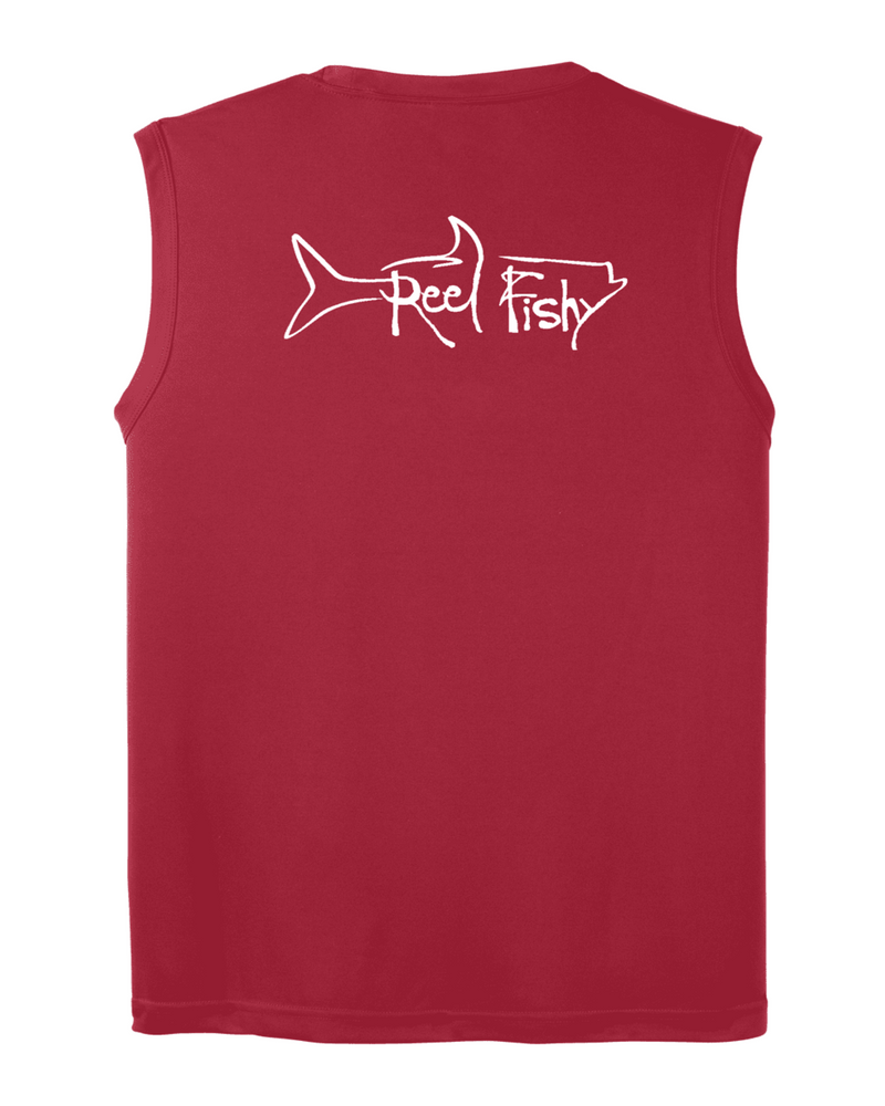 Red Performance Reel Fishy Tarpon Sleeveless Shirt