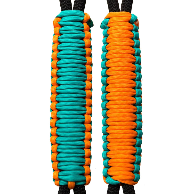 Teal & Neon Orange -C017C002 - Paracord Handmade Handles for Stainless Steel Tumblers - Made in USA!