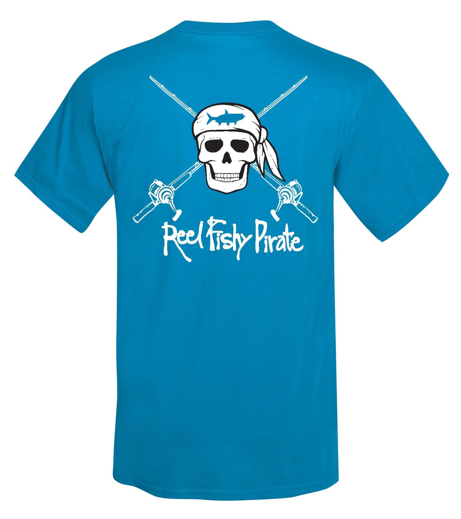 Youth Reel Fishy Pirate Skull & Rods t-shirt - Teal