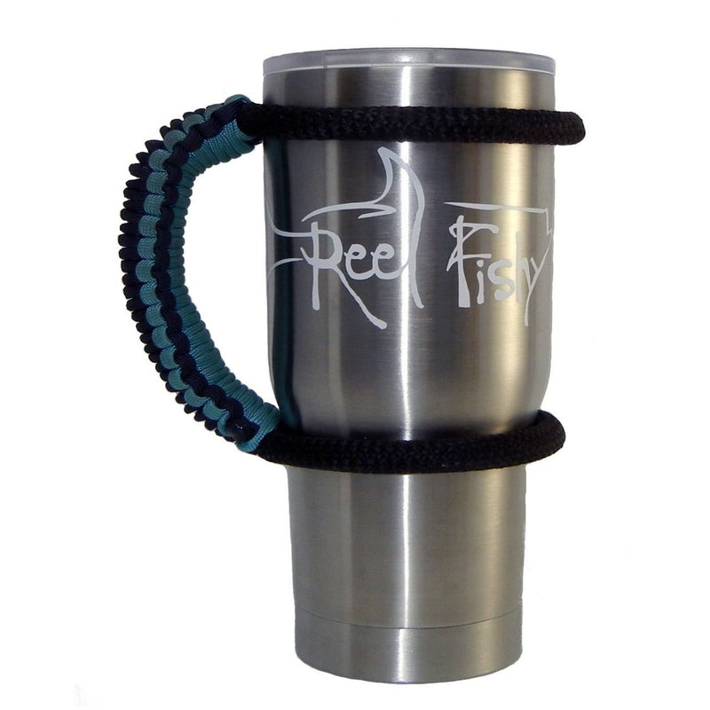 22oz Stainless Steel Tumbler with Handle -White Reel Fishy Tarpon Logo