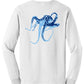 Octopus Cotton White Long Sleeve Shirt - Blue Logo
