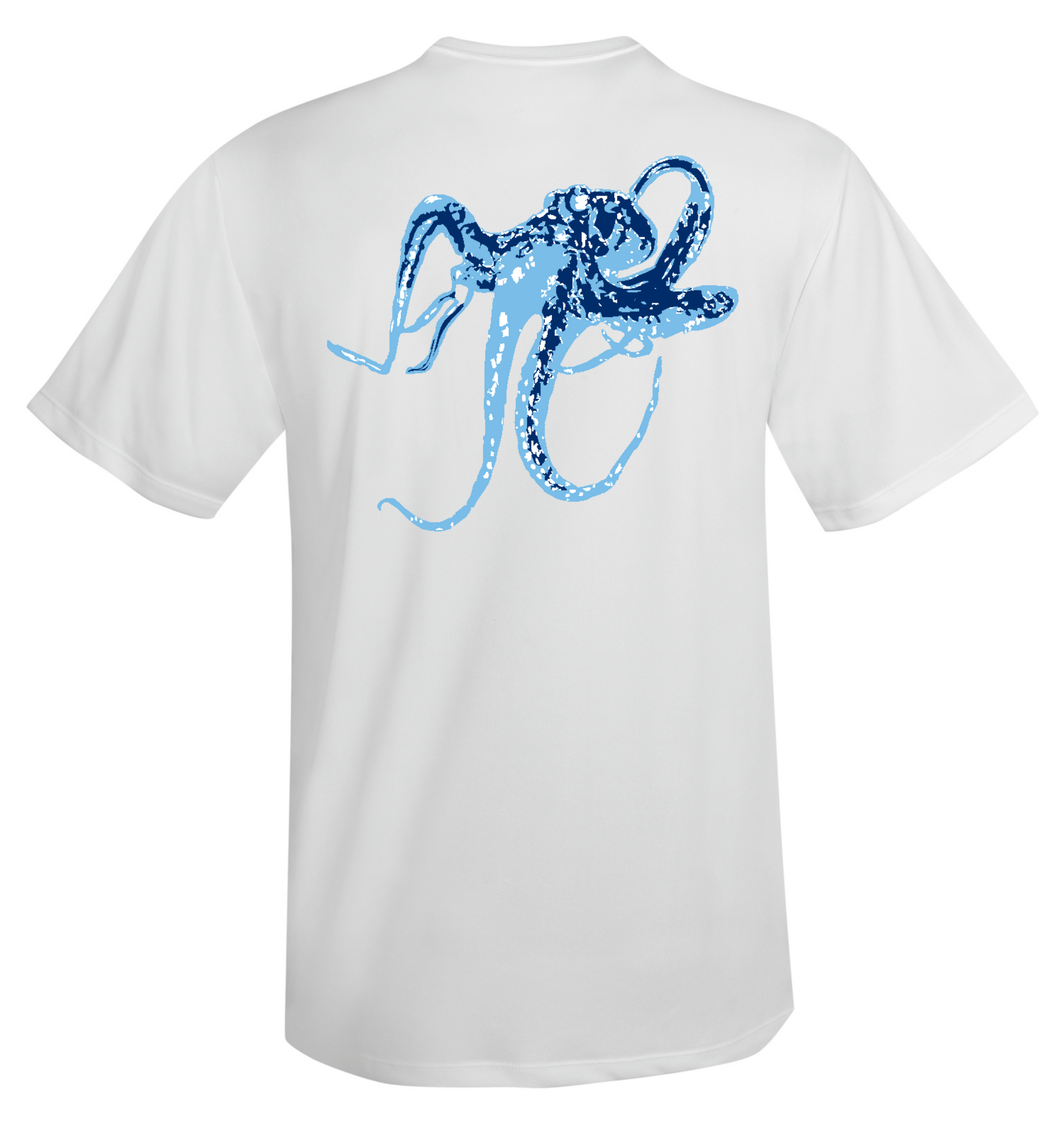 Octopus Performance Dry-Fit Short Sleeve - White w/Lt Blue logo