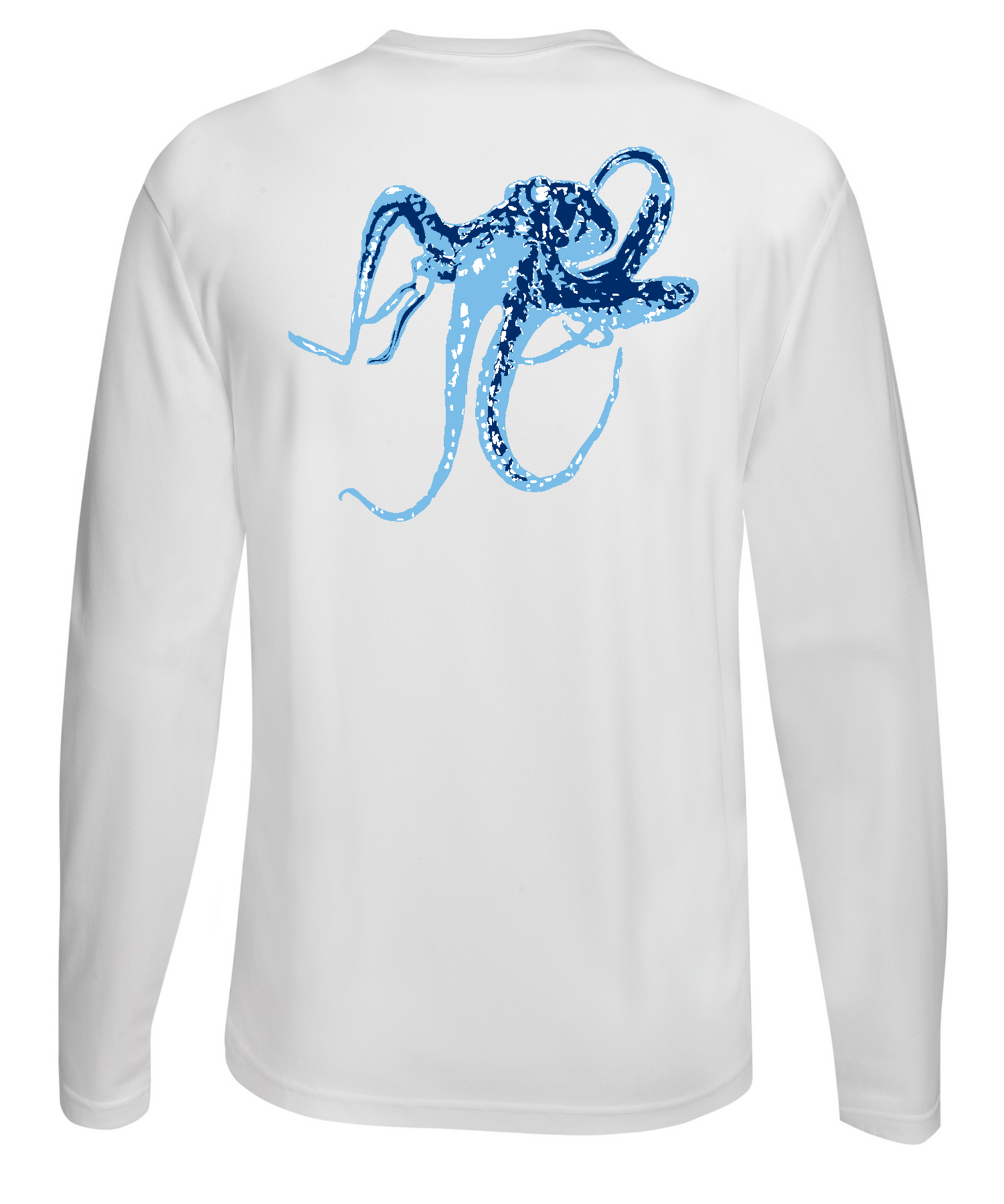 Octopus Performance Dry-Fit Long Sleeve - White w/Lt Blue logo