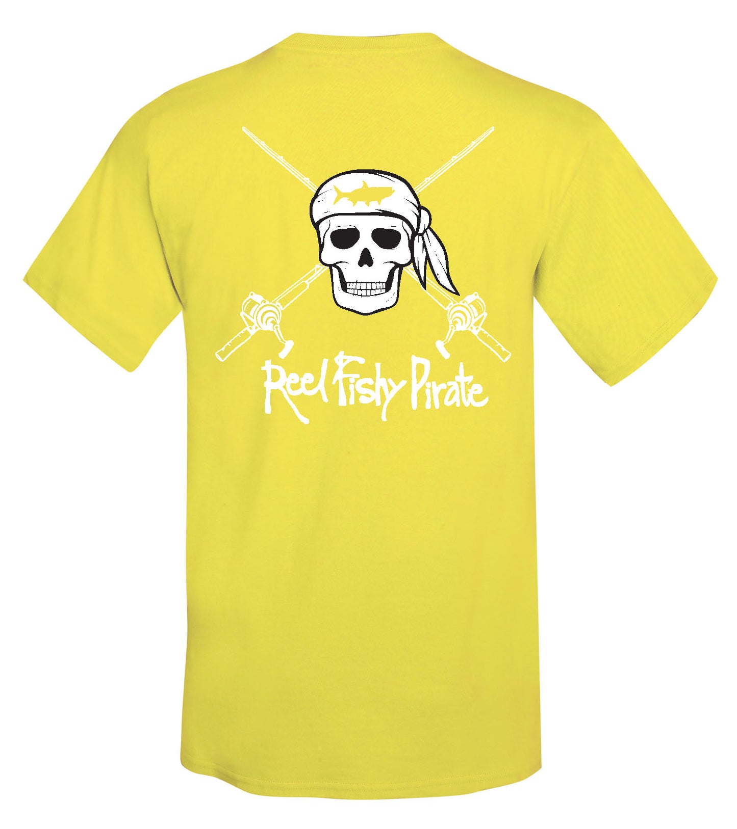 Youth Reel Fishy Pirate Skull & Rods t-shirt - Yellow