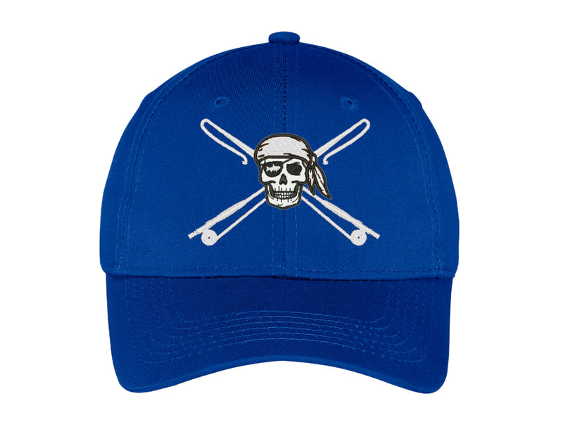Kids fishing hat in charcoal with Reel Fishy Apparel Skull & Fishing Rods logo
