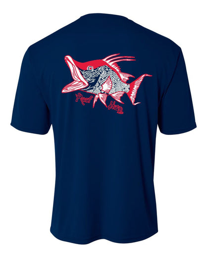 Youth Performance Fishing Shirts 50+uv Sun Protection -Reel Fishy Apparel S / Navy Hogfish S/S