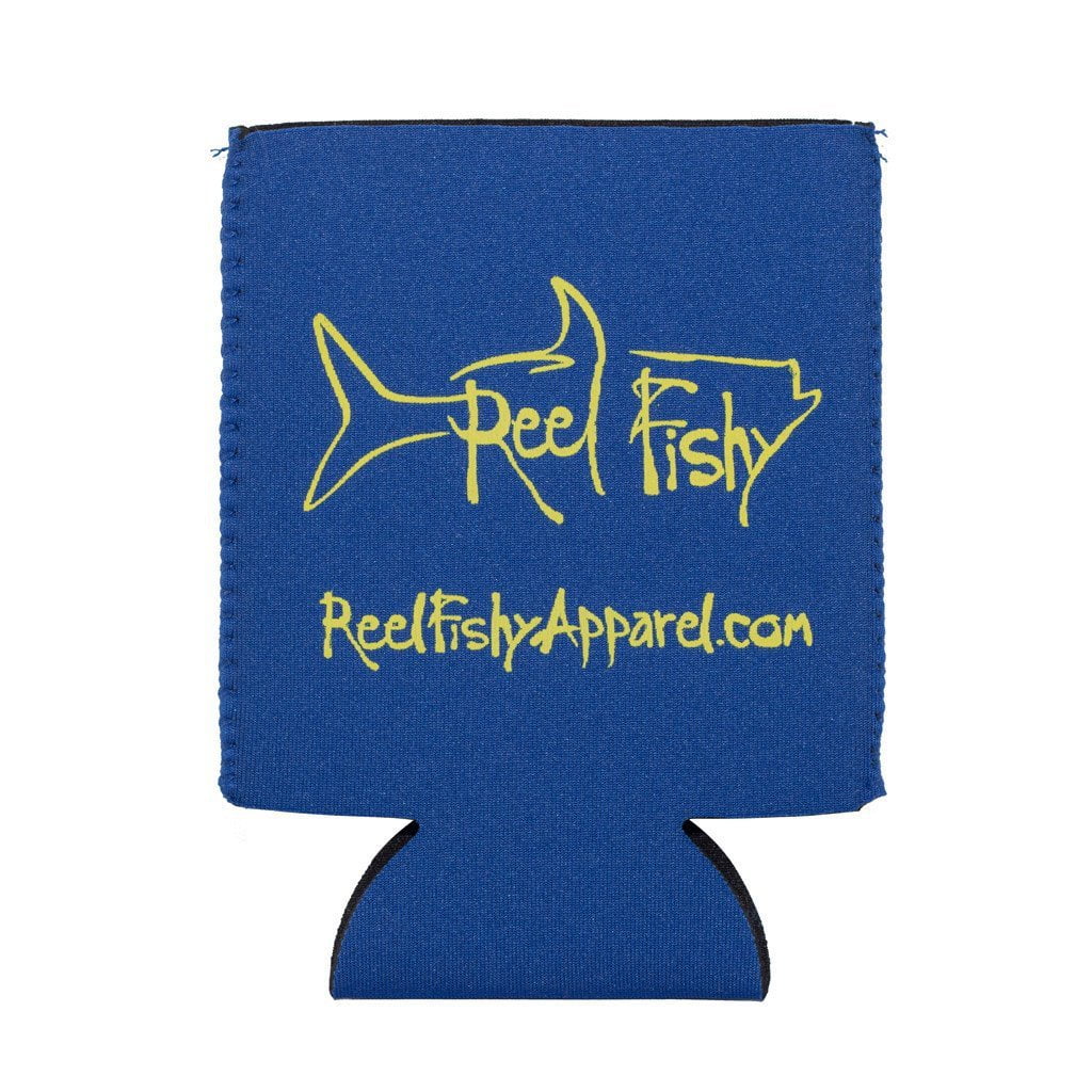 Can Koozie Reel Fishy Tarpon Logo - Neon Blue