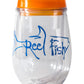 Bev2Go Acrylic Wine Insulated Stemless Tumbler - Orange Lid with Royal Blue Reel Fishy Tarpon Logo