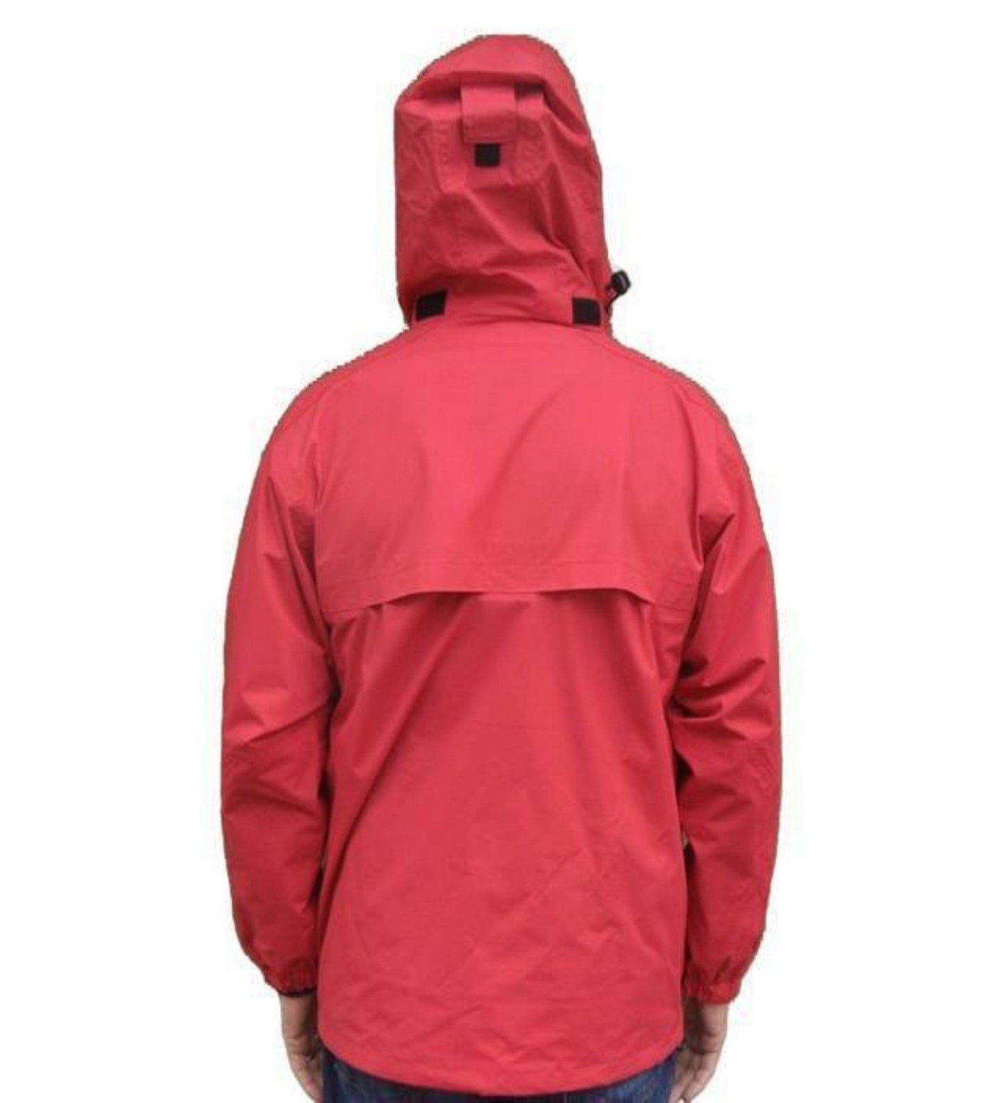 Outdoor Hooded Full Zip Jacket -Wind & Water Resistant - Red Back