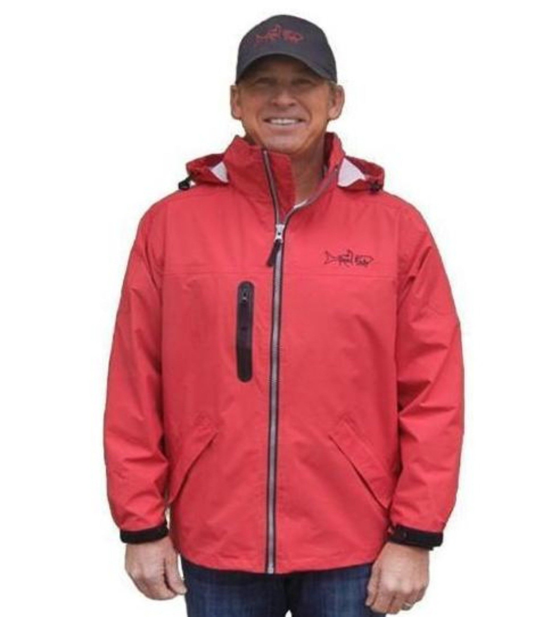 Outdoor Hooded Full Zip Jacket -Wind & Water Resistant - Red