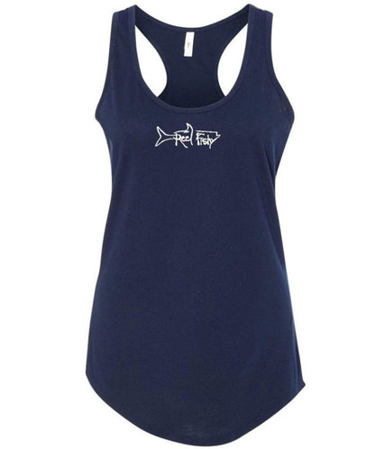 Ladies Blue Crab "Reel Crabby" Racerback Tank - Navy