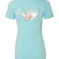 Ladies Lionfish Cotton V-neck t-shirt in Cancun Blue