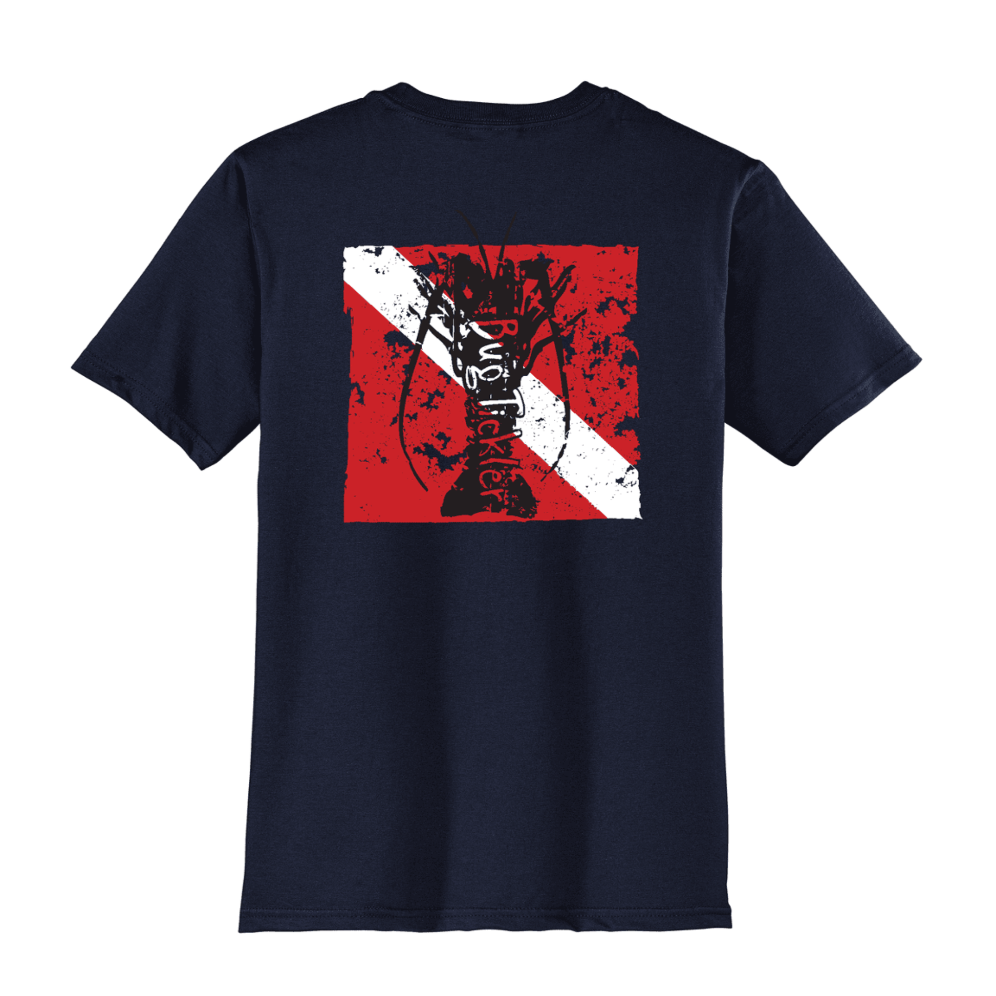 Lobster "Bug Tickler" dive flag cotton short sleeve t-shirt in navy