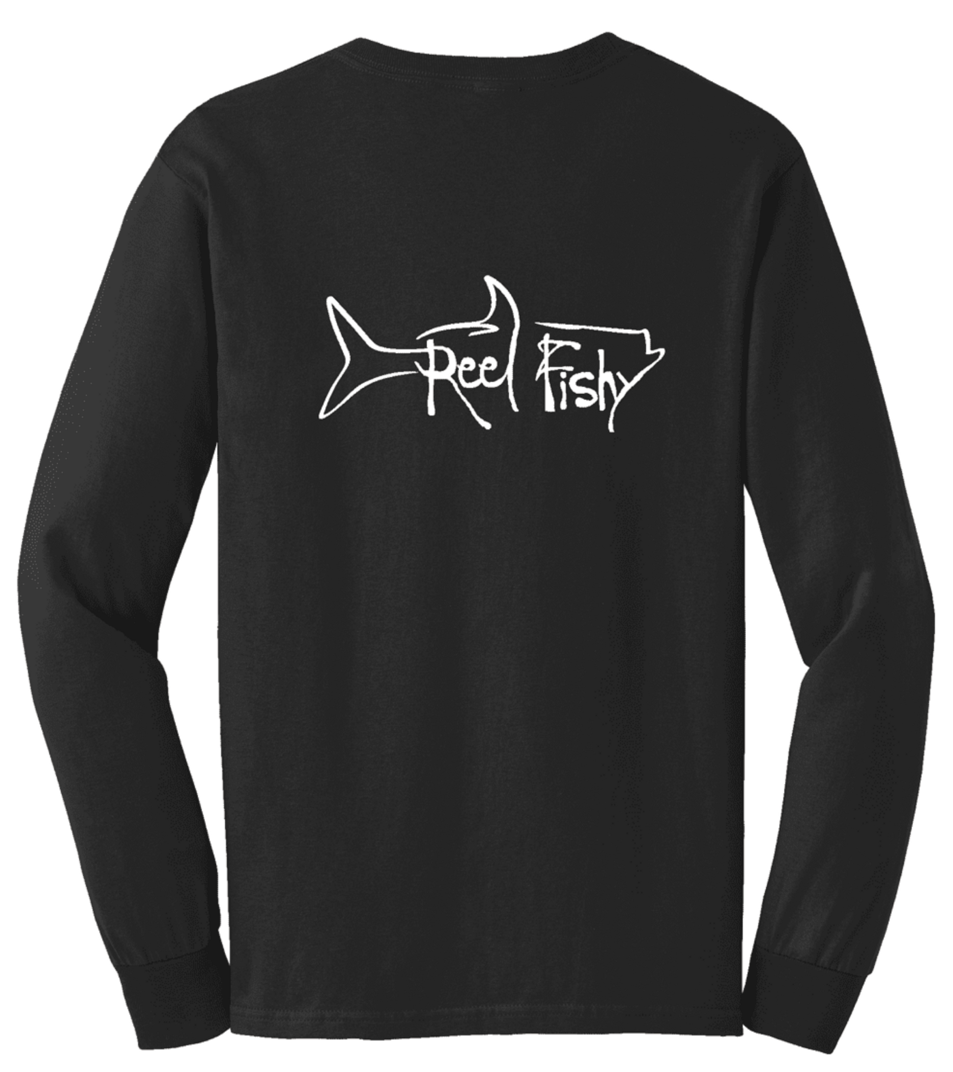 Tarpon Reel Fishy Cotton Black Long Sleeve Shirt
