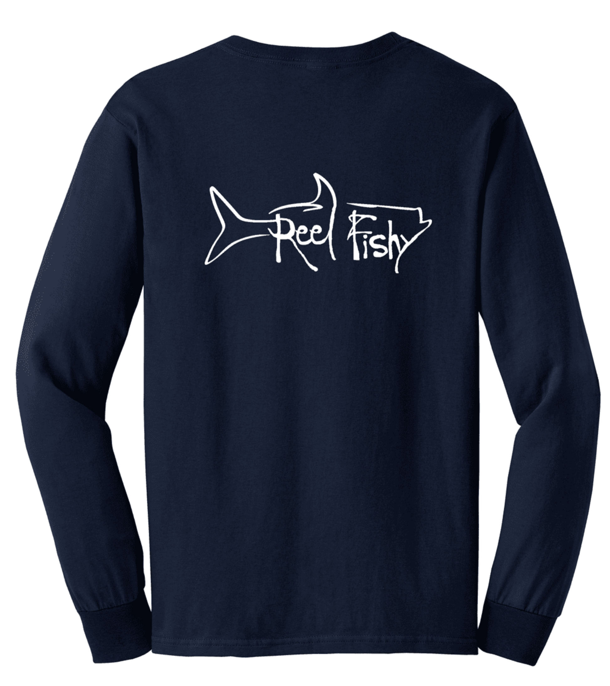 Tarpon Reel Fishy Cotton Navy Long Sleeve Shirt