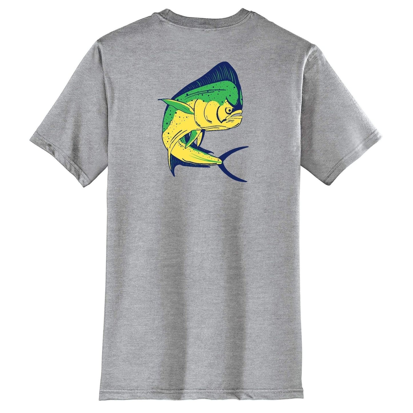 Mahi Fishing Crew Neck Cotton Short Sleeve T-shirt in Light Gray