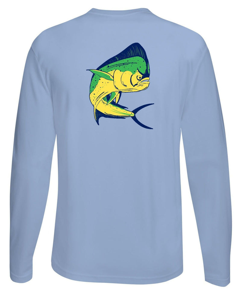 Mahi Fishing Performance Dry-Fit Long Sleeve Light Blue Shirt